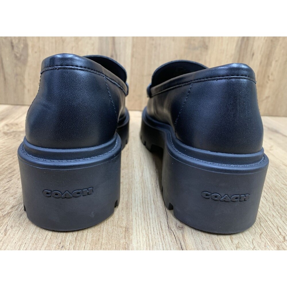 Coach Women's Lucy Leather 2" Chunky Heel Platform Loafers CCH95 Black Size 8B - Picture 7 of 12